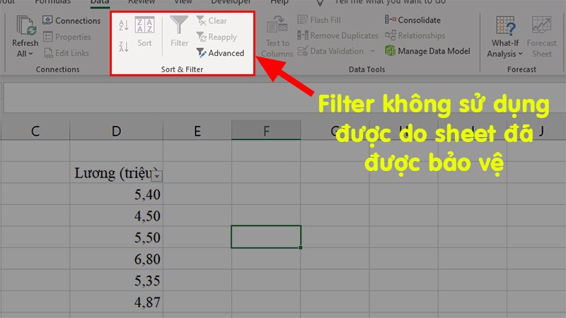 Cách khắc phục bị khóa Filter trong Excel