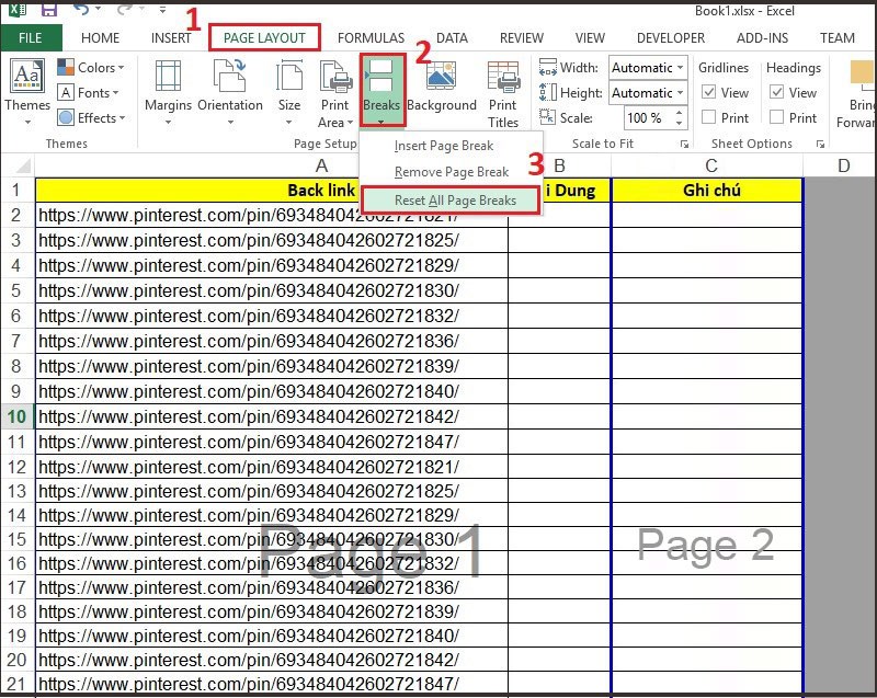 Cách hiển thị chữ Page trong Excel