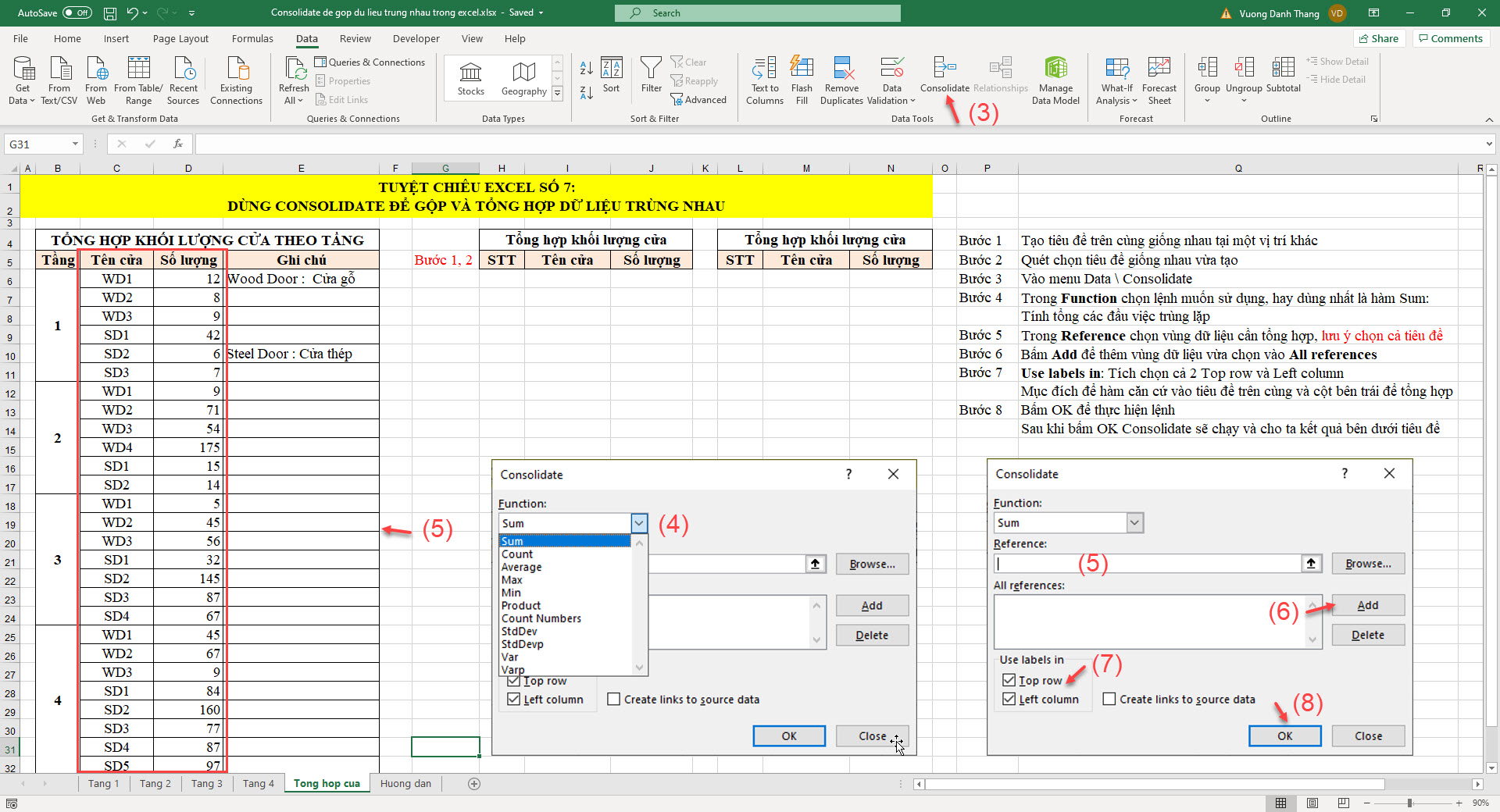 Một số hàm lọc dữ liệu trùng trong Excel