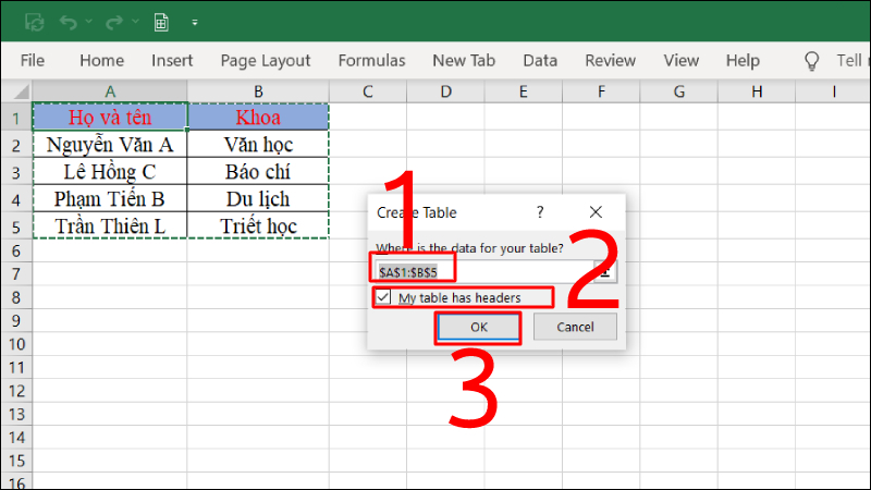 Một số cách tạo nút lọc trong Excel