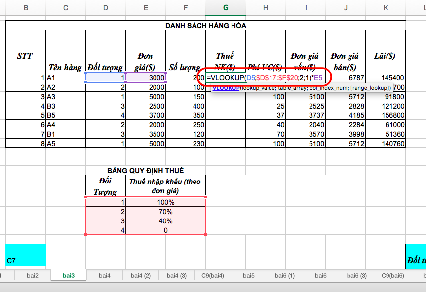 Tìm tên hàng dựa vào mã hàng trong Excel