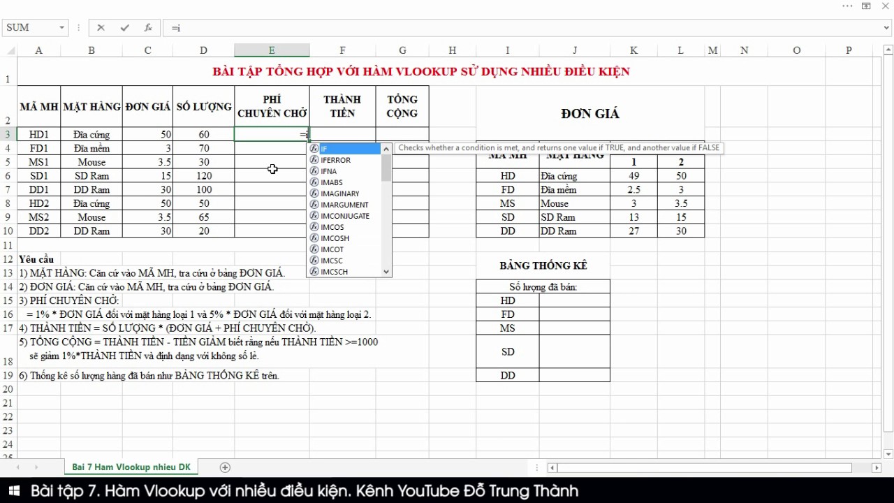 Hàm VLOOKUP có điều kiện