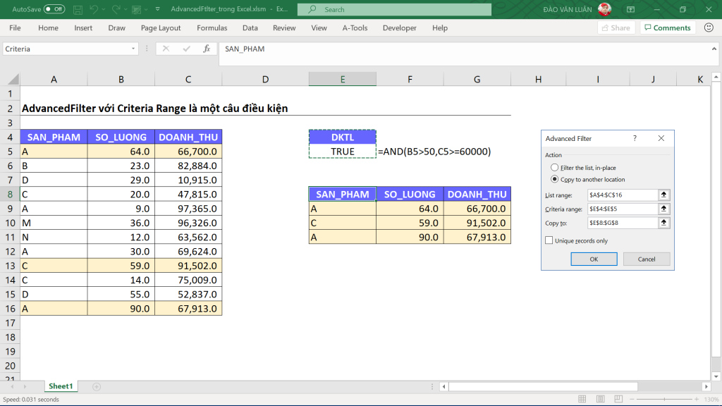 Criteria range trong Excel là gì?