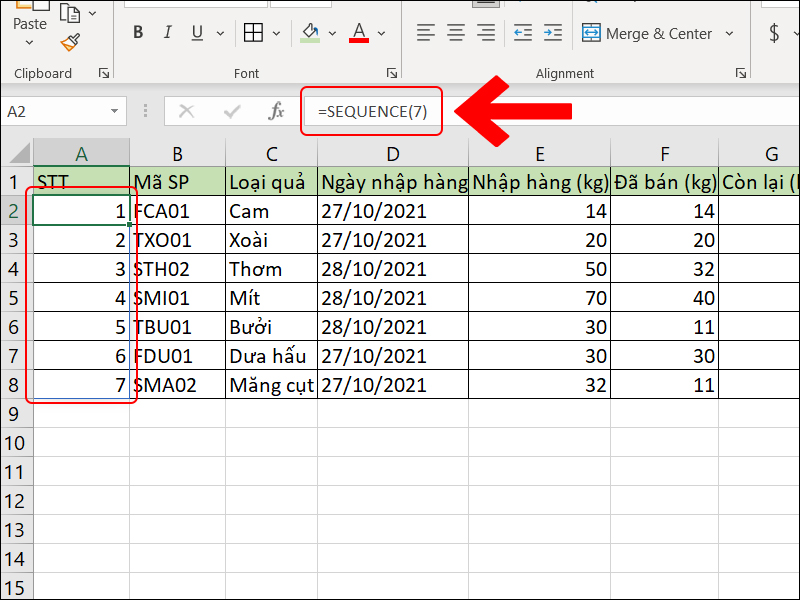 Hàm đánh số thứ tự theo nhóm trong Excel