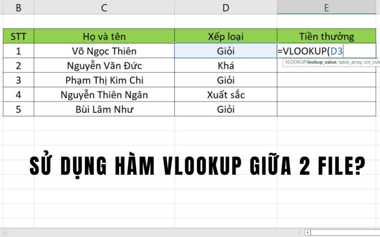 Cách dùng hàm VLOOKUP giữa 2 file