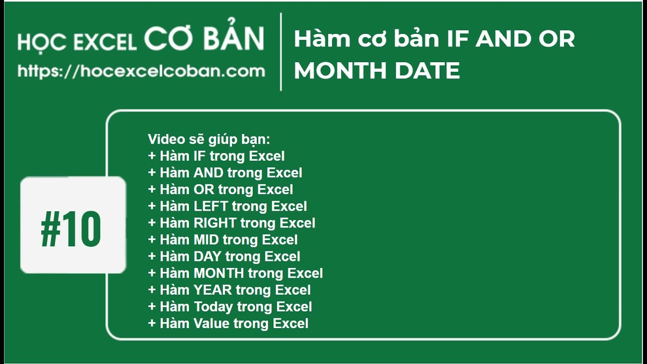 10 hàm cơ bản trong Excel