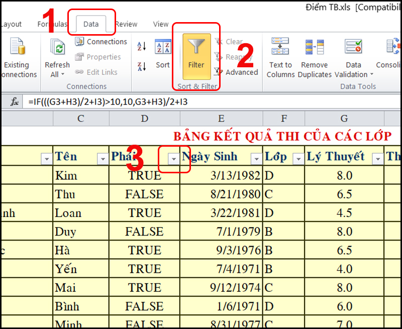 Cách lọc nhiều dữ liệu trong Excel