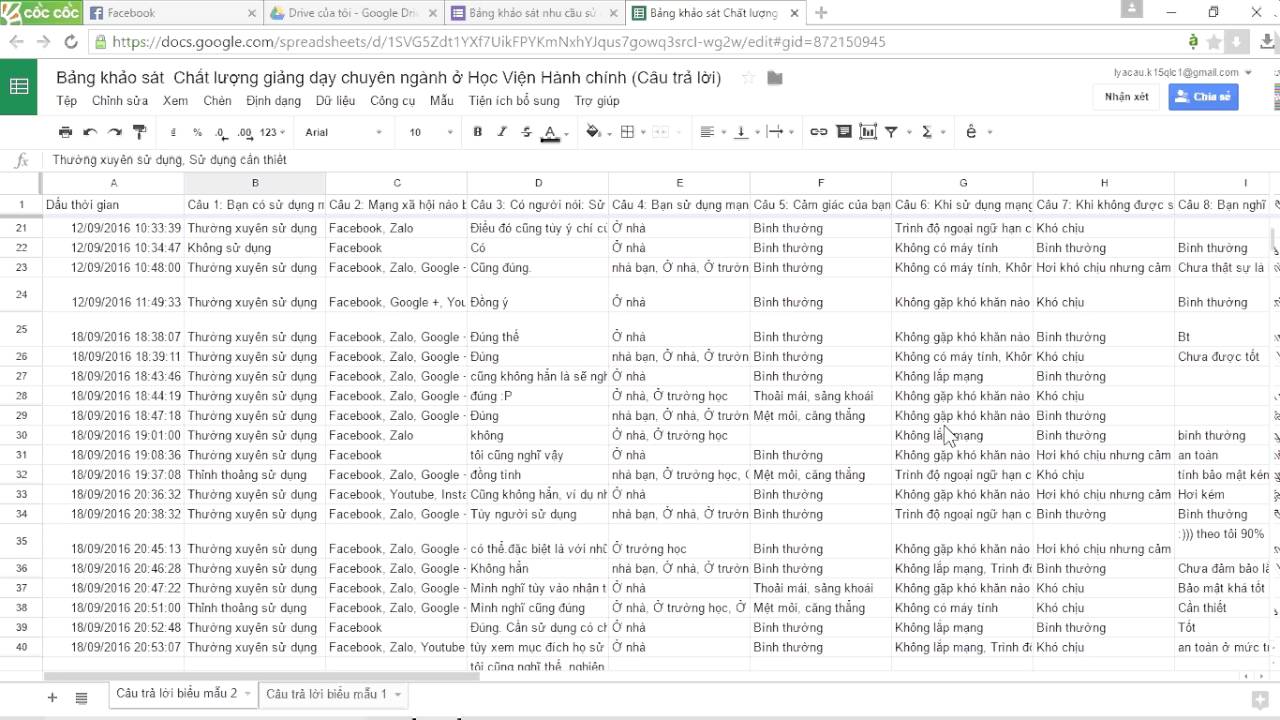 Cách xuất dữ liệu từ Google Form sang Excel