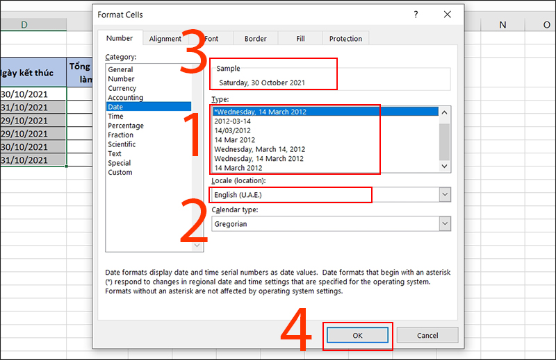 Cách định dạng ngày tháng năm sinh trong Excel