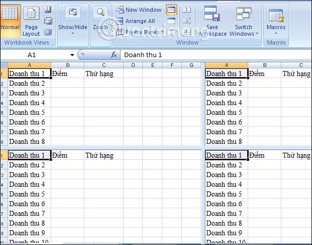 Tổng hợp cách cắt bảng trong Excel nhanh chóng, tiện lợi