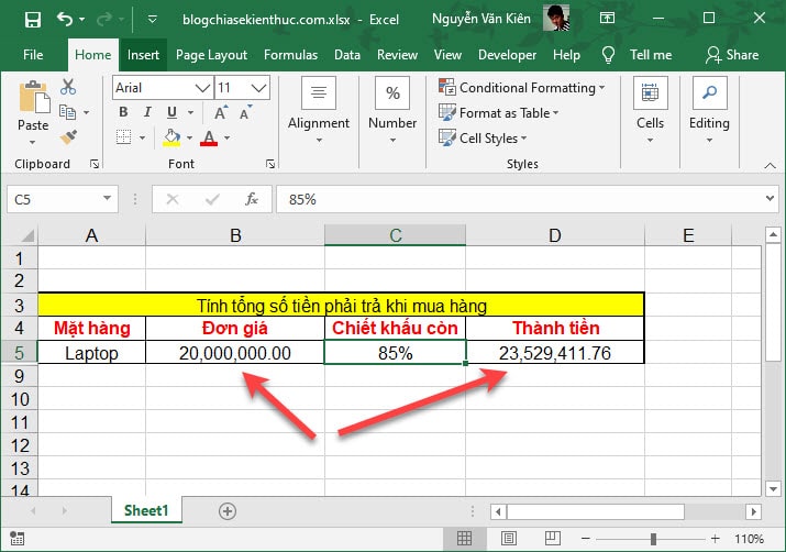 Thay đổi dấu chấm thành dấu phẩy trong Excel Win 11