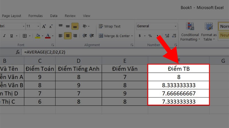 Cách tính điểm trung bình của các bạn nam trong Excel