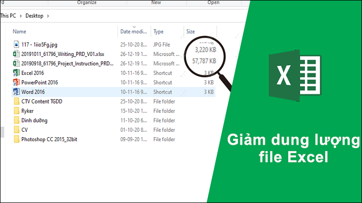 Giảm dung lượng file Excel online