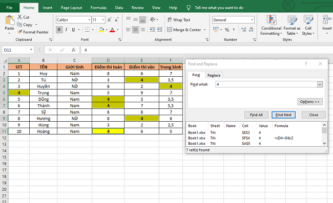 Chọn những ô có dữ liệu trong Excel