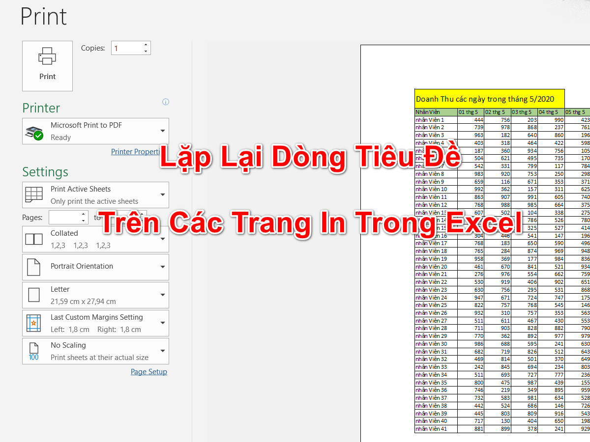 Cách giữ tiêu đề trong Excel khi in đơn giản và nhanh chóng