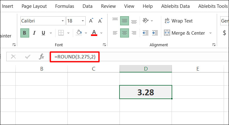 Làm tròn số đến hàng nghìn trong Excel