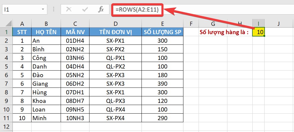 Row là gì trong Excel?