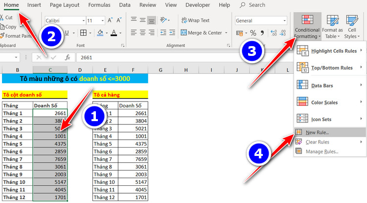 Tô màu dữ liệu trùng trong Excel