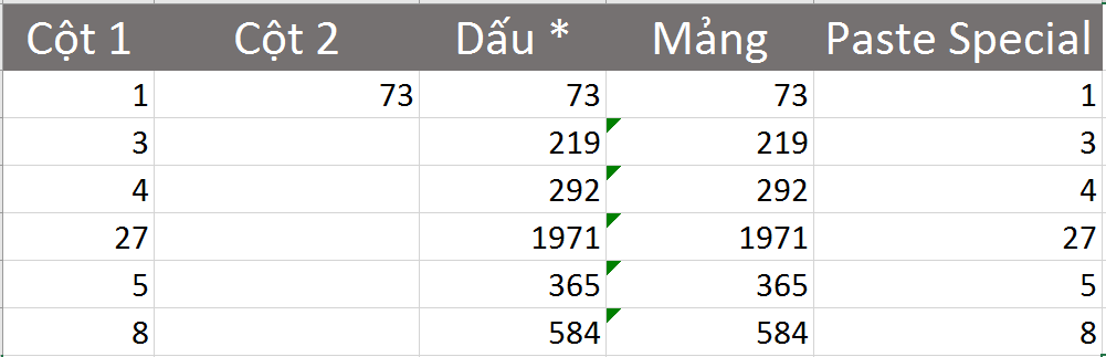 Cách nhân 1 cột với 1 số trong Excel