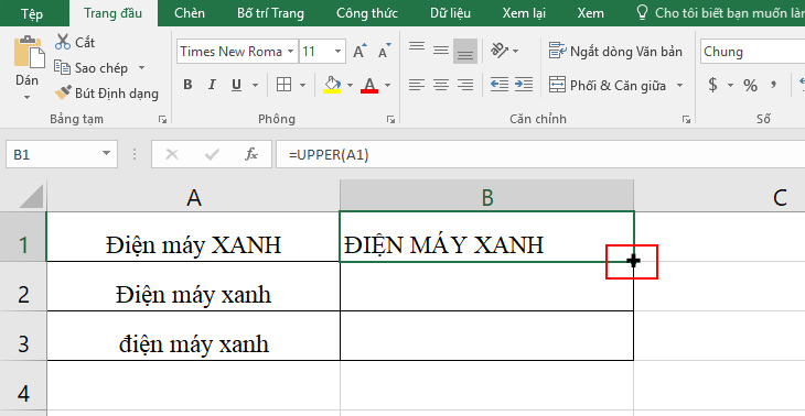 Hàm viết hoa trong Excel