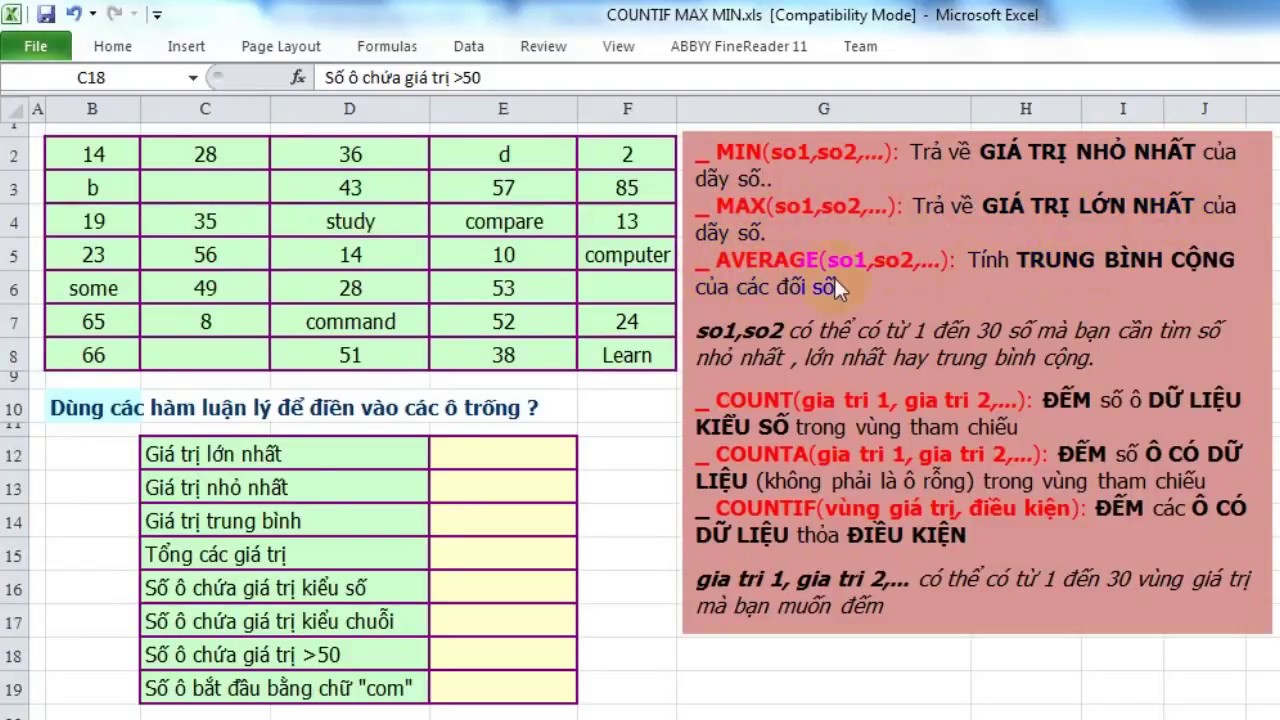 Học Excel mỗi ngày bằng các hàm tính toán cơ bản