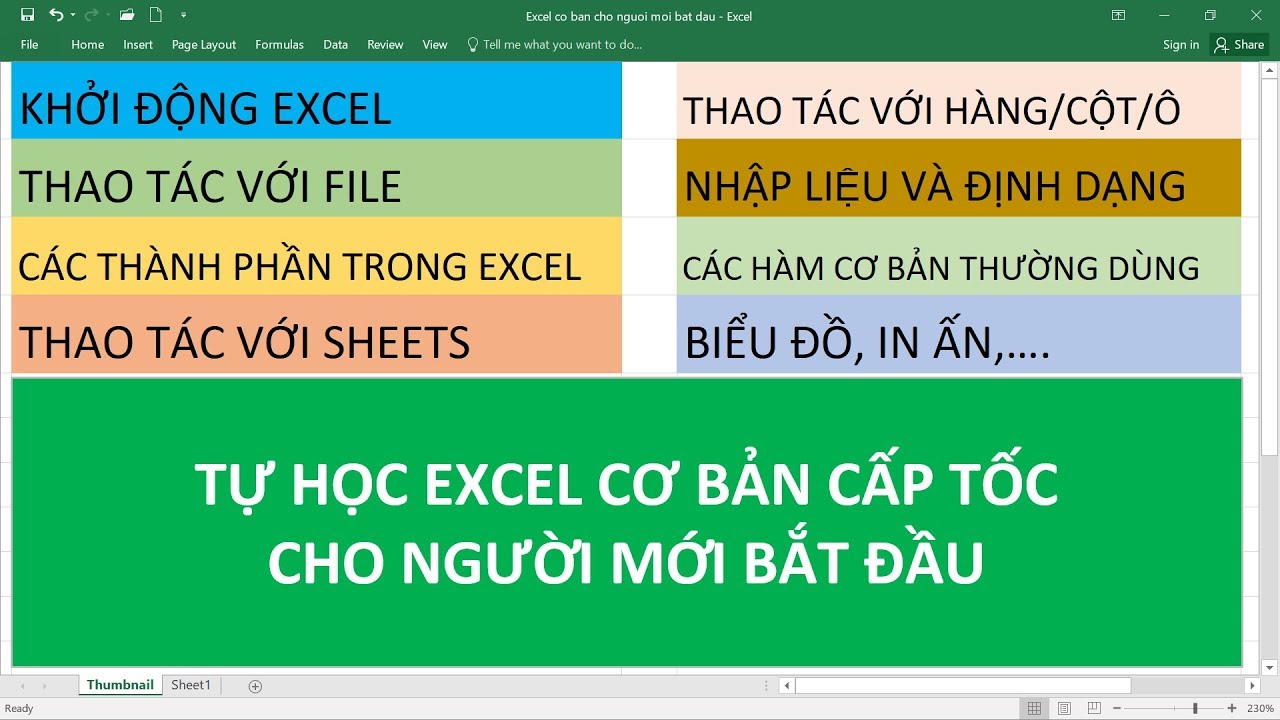 Các bước sử dụng Excel thành thạo