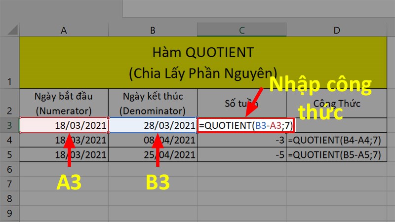 Một số hàm lấy số nguyên dương trong Excel