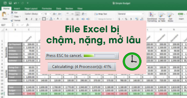 Cách kiểm tra tại sao file Excel bị nặng