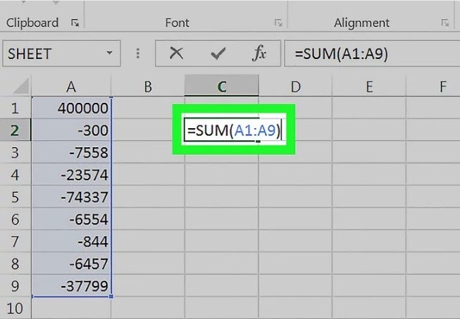 Một số lệnh trừ trong Excel