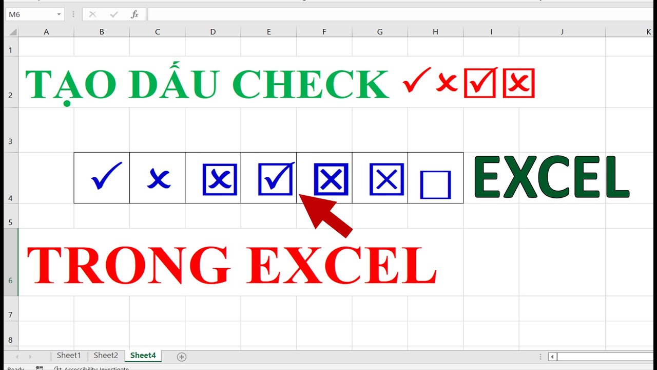 Dưới đây là một số cách tạo dấu tick trong Excel