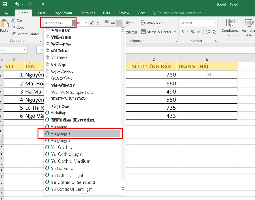 Cách xóa dấu tích trong Excel