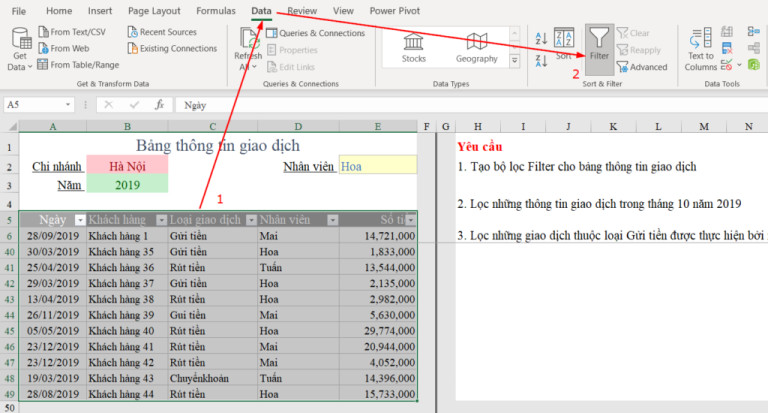 Phím tắt Filter trong Excel là gì? Cách bỏ Filter trong Excel